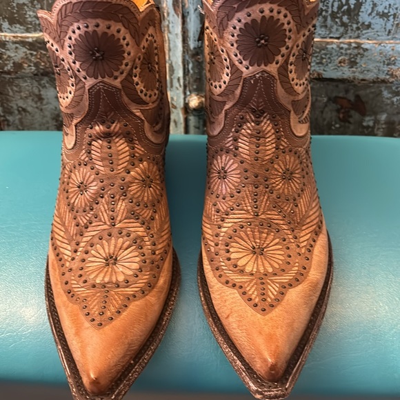 Old Gringo Valentine Dion Brown Tan Floral Beaded Ankle Boots Western 8 - Picture 11 of 15